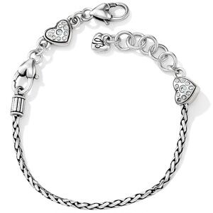 NWT Brighton ABC Slide Charm Bracelet Silver-Plated Heart Crystal Design Lobster